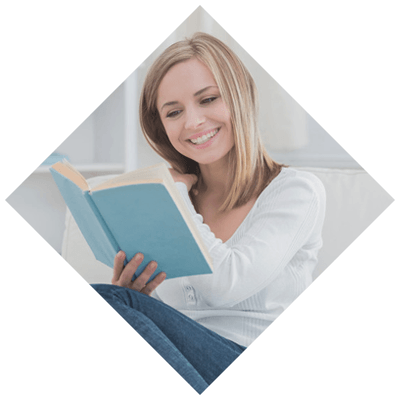 Woman reading comfortably