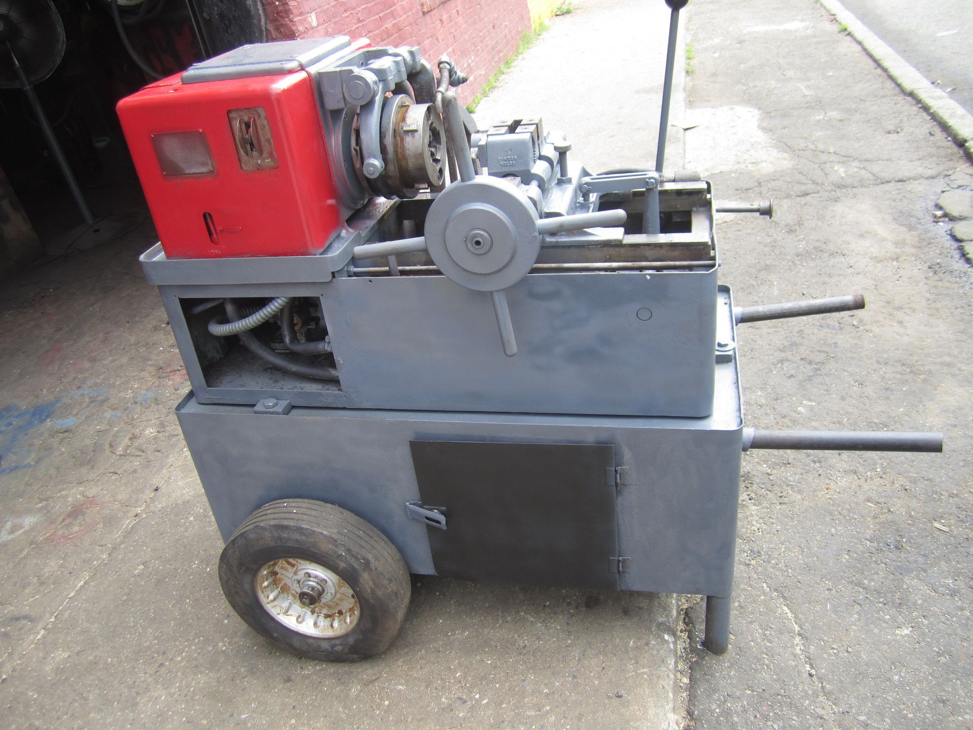 A machine that has a red box on top of it