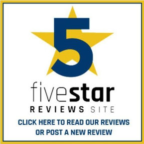 A yellow star behind a blue number 5, with the text 