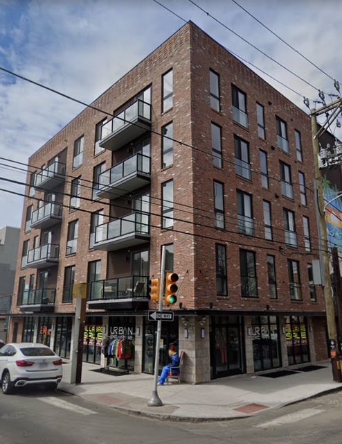 A commercial brick building