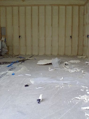 A room with a lot of foam on the floor and walls.