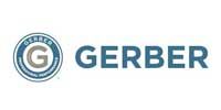 Gerber logo: Blue and gray circular emblem with