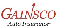GAINSCO Auto Insurance logo in red and black with an upward arrow.