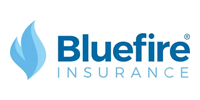 Bluefire Insurance logo: blue flame icon next to