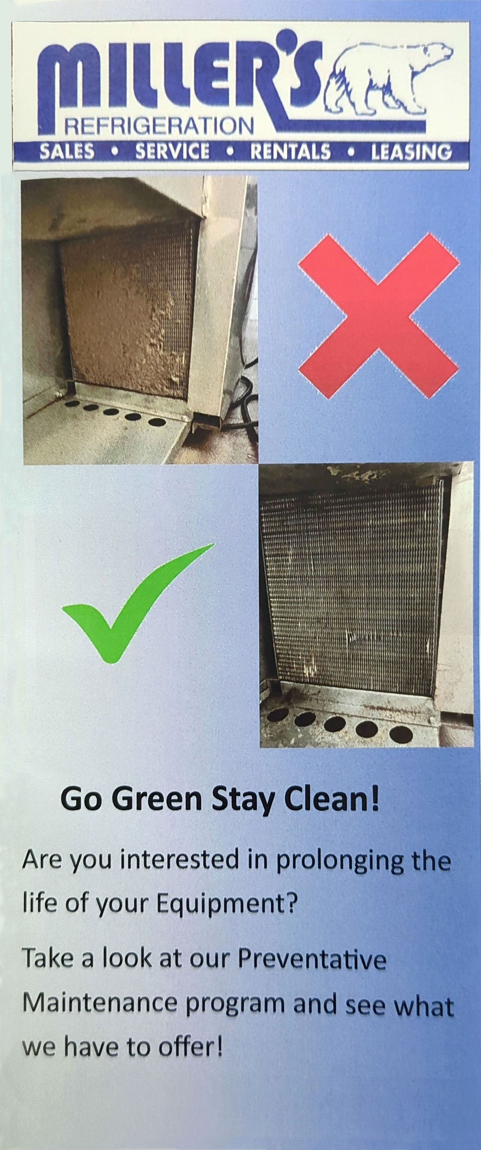 Miller's Refrigeration Inc's maintenance flyer page 1