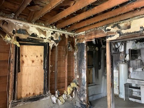 A room in a house that is being demolished.