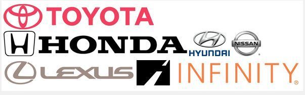 Toyota, Honda, Hundai, Nissan, Lexus, Infinity logos