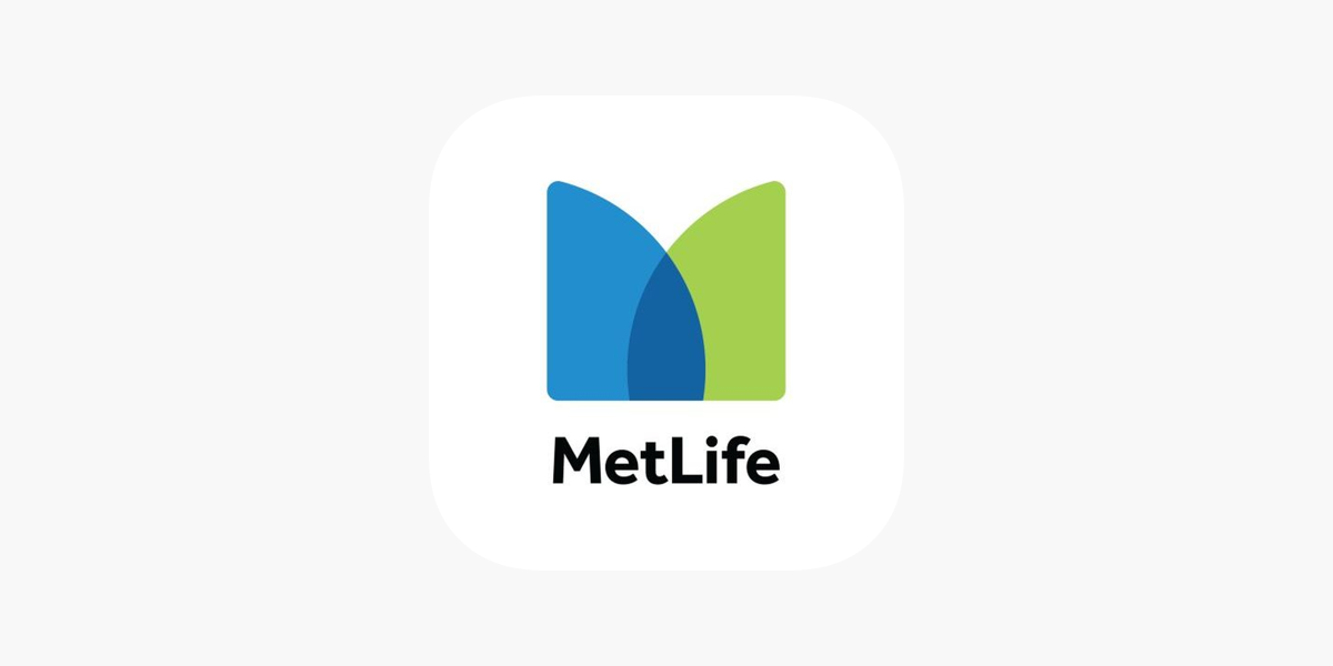 A blue and green metlife logo on a white background.