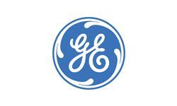 GE logo: Blue circle with white GE initials and surrounding flourishes.