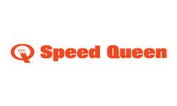 Speed Queen logo: orange text and symbol, white background.