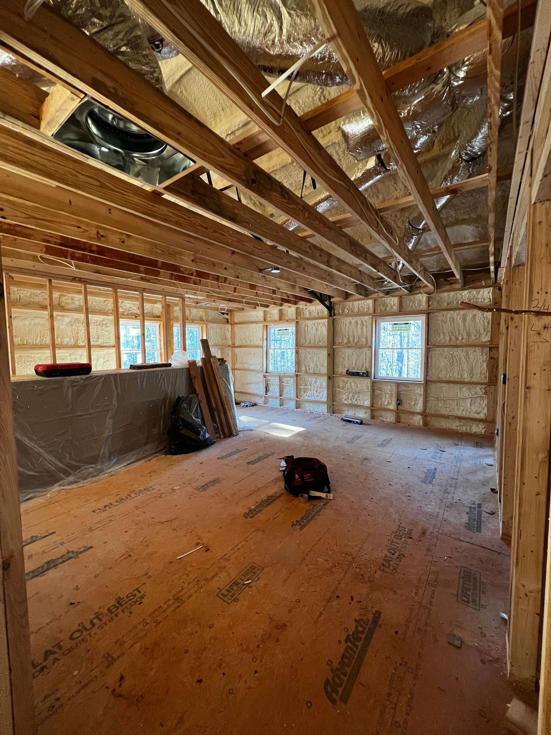 Loft framing with spray foam