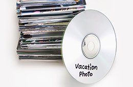 Photo stacked behind a CD