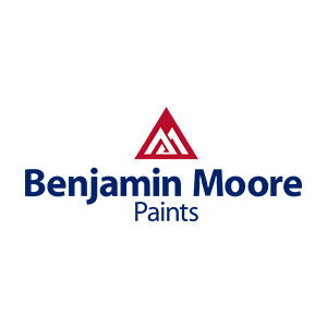 Benjamin Moore Paints logo in blue and red on a white background