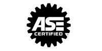 ASE Certified logo in black and white with gear-shaped border