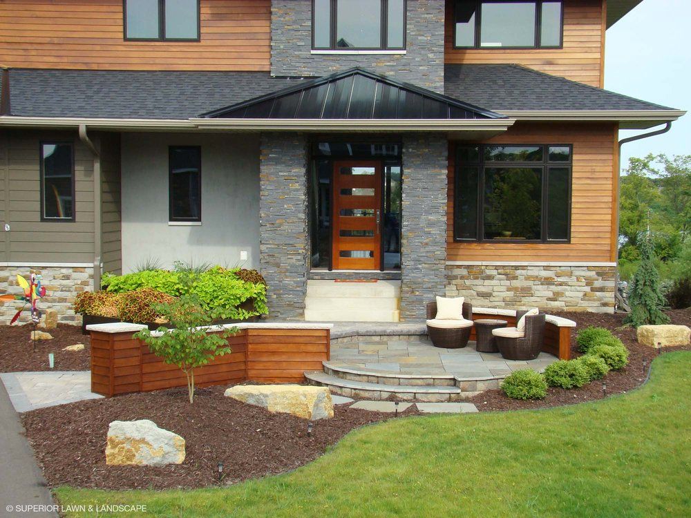 The front of a house with a wooden door