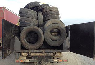 Truck loaded of tires