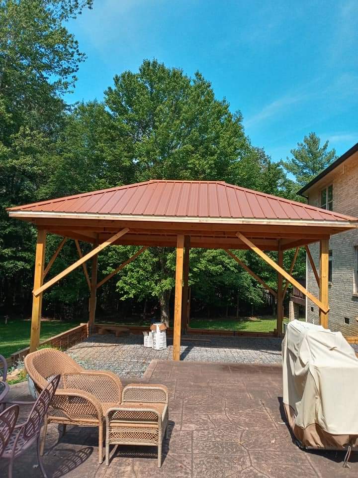 Concrete patio with a gazebo