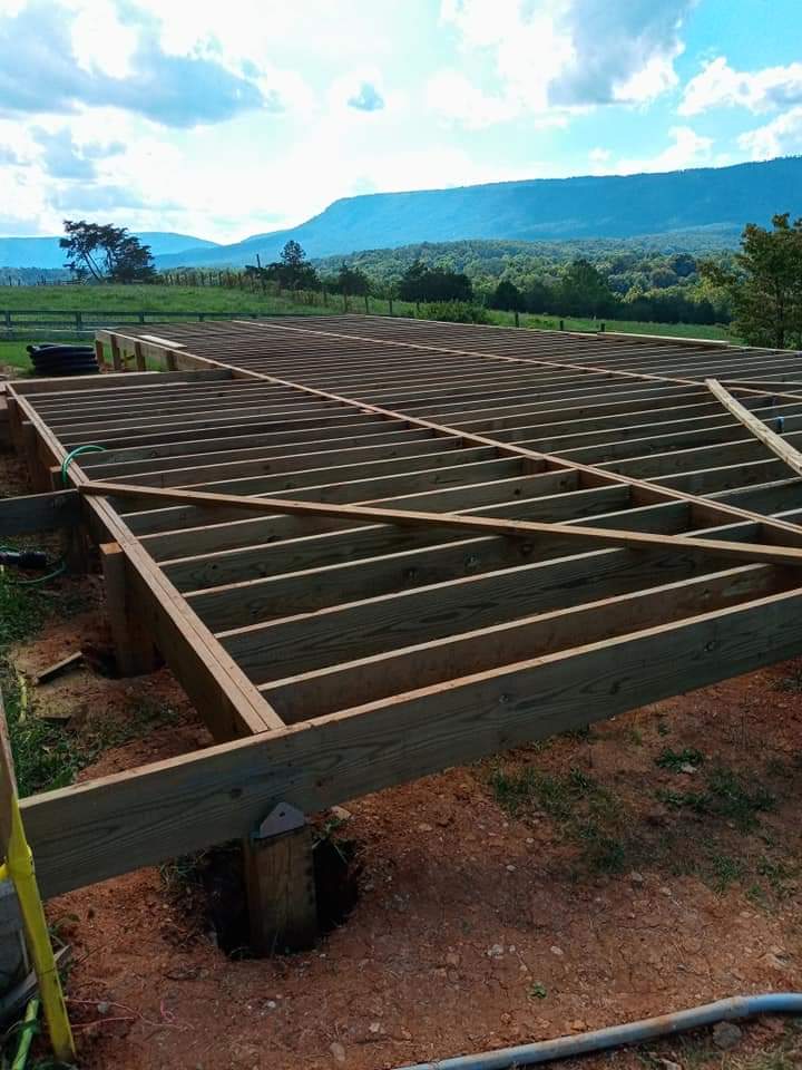 Wooden deck under construction