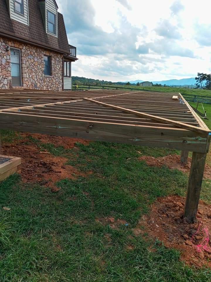 Wooden deck under construction
