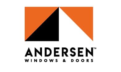 Andersen Windows & Doors logo with an orange and black geometric shape.