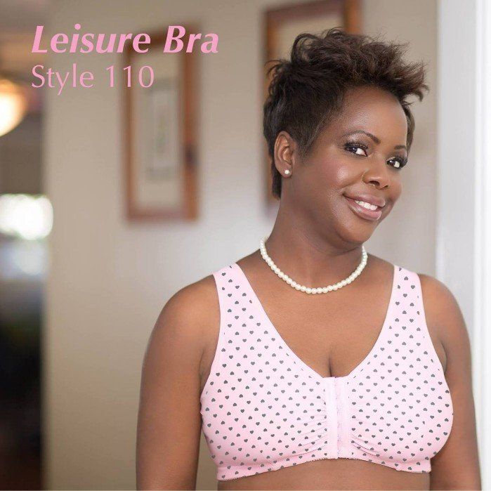 A woman wearing a pink leisure bra style 110