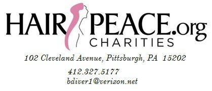 A logo for hair peace charities in pittsburgh pa