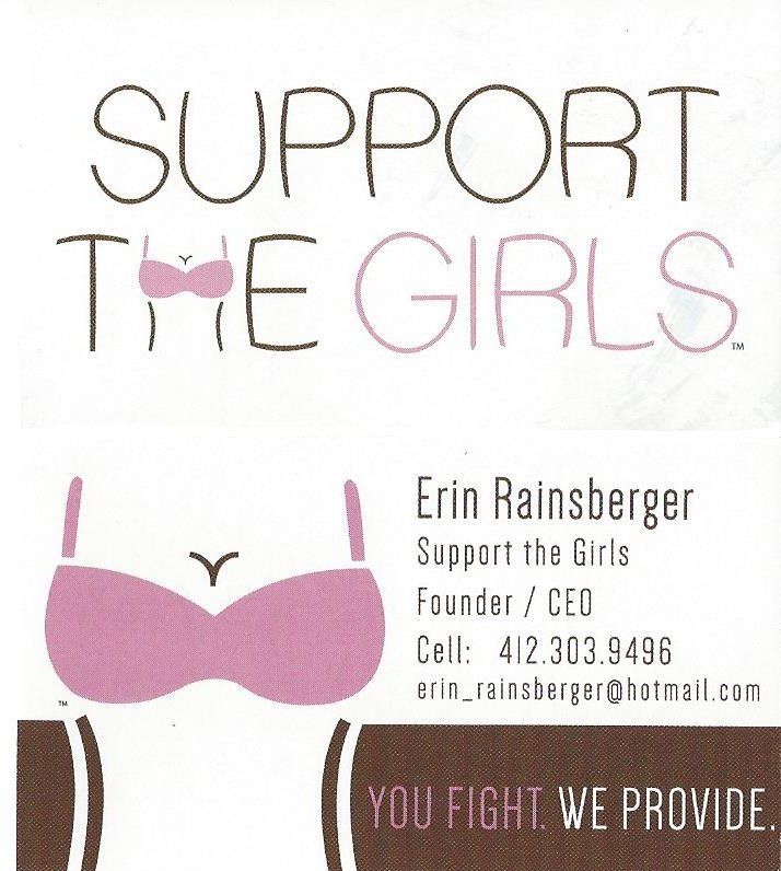 A business card that says support the girls
