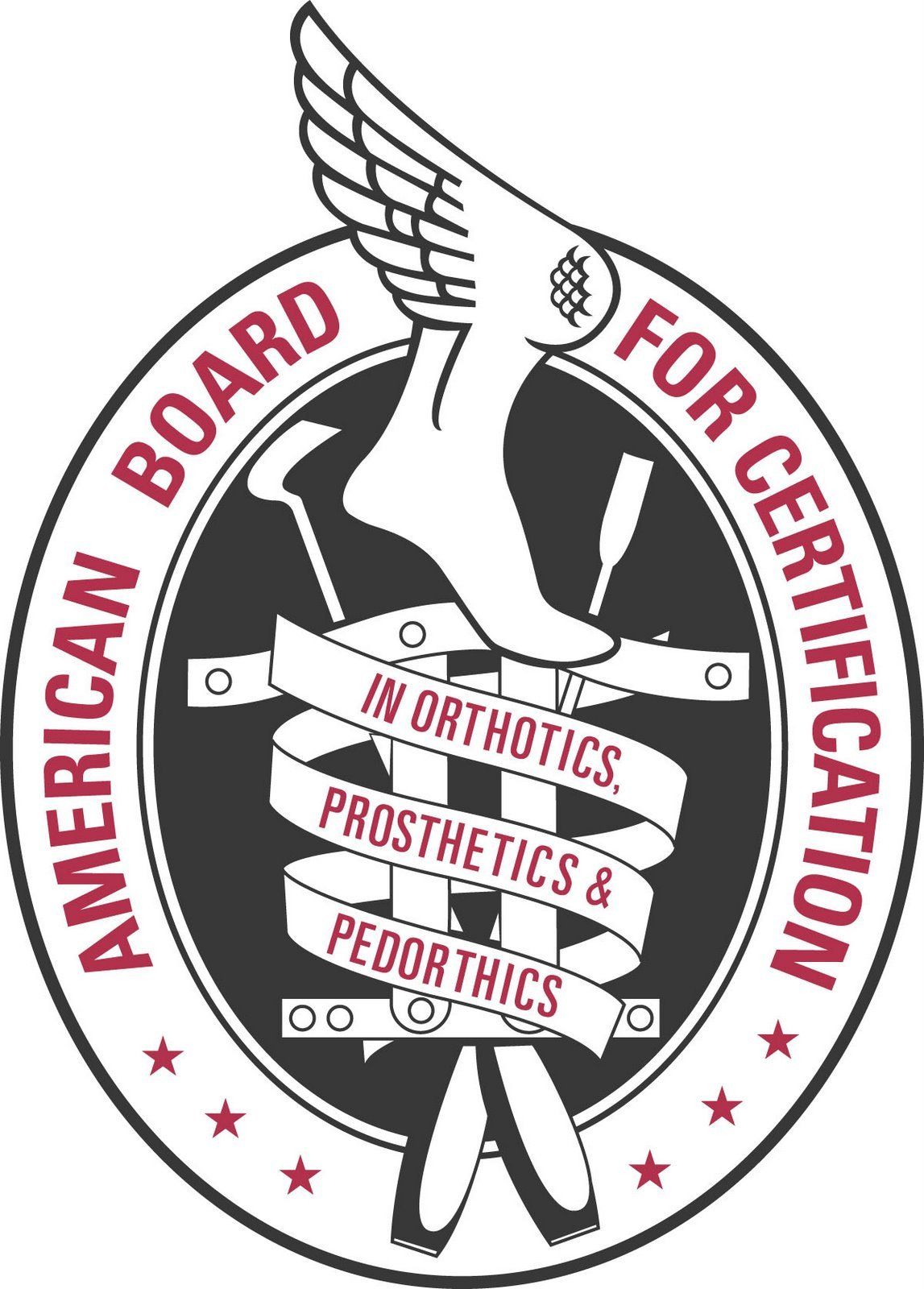 The logo for the american board for certification in orthotics prosthetics and pediatrics