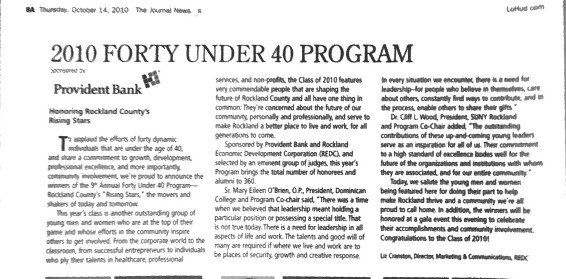 Press release about 2021 forty under 40 program