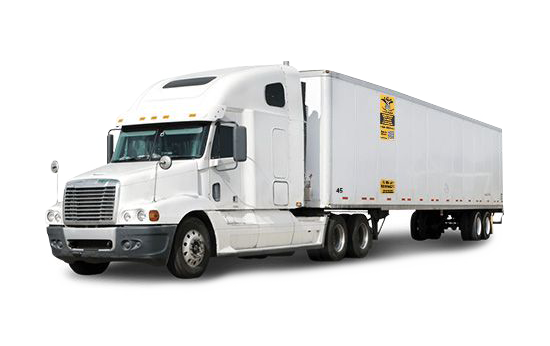White semi-truck with a long trailer 