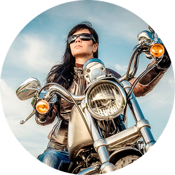lady in a motorcycle