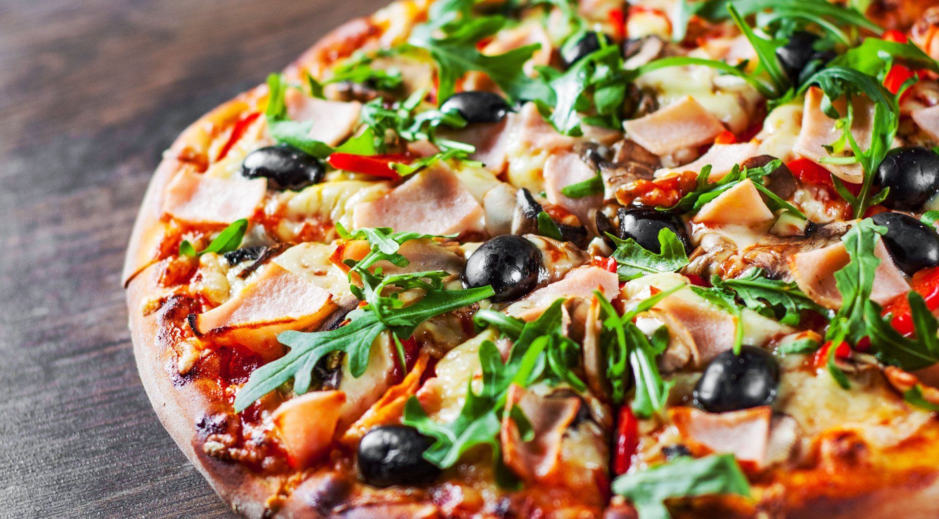 Pizza with meat and vegetables