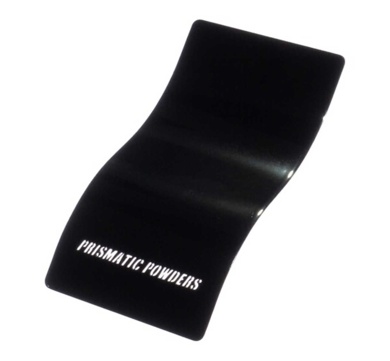 A glossy black rectangular sample swatch featuring the white text 
