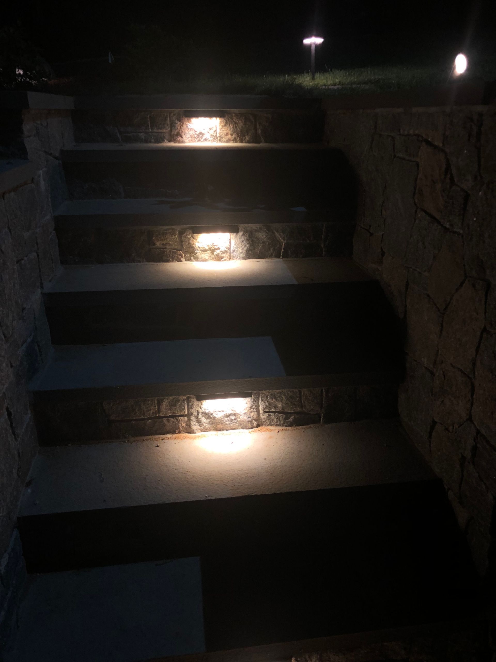 landscape lighting by the stairs