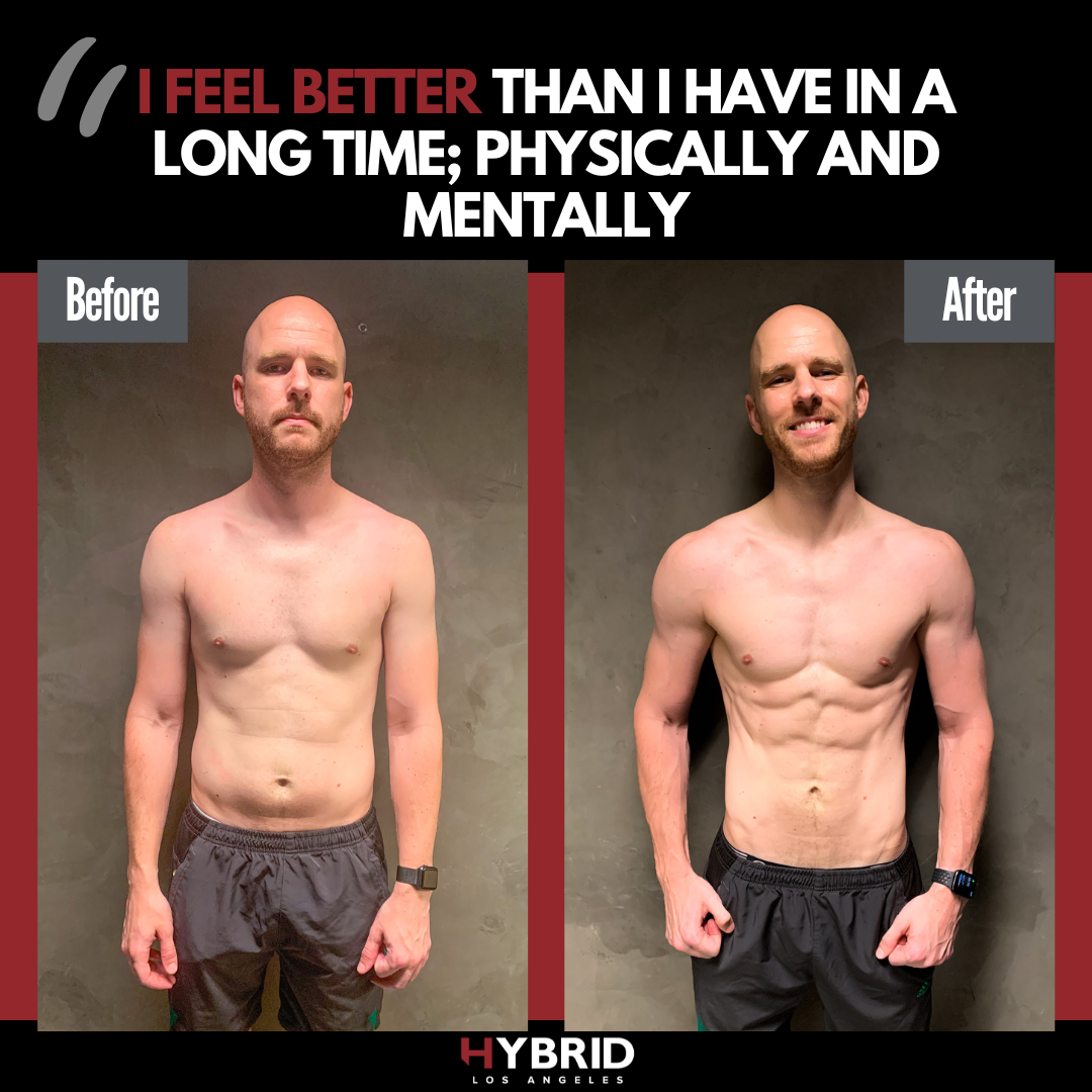 A before and after photo of a man.