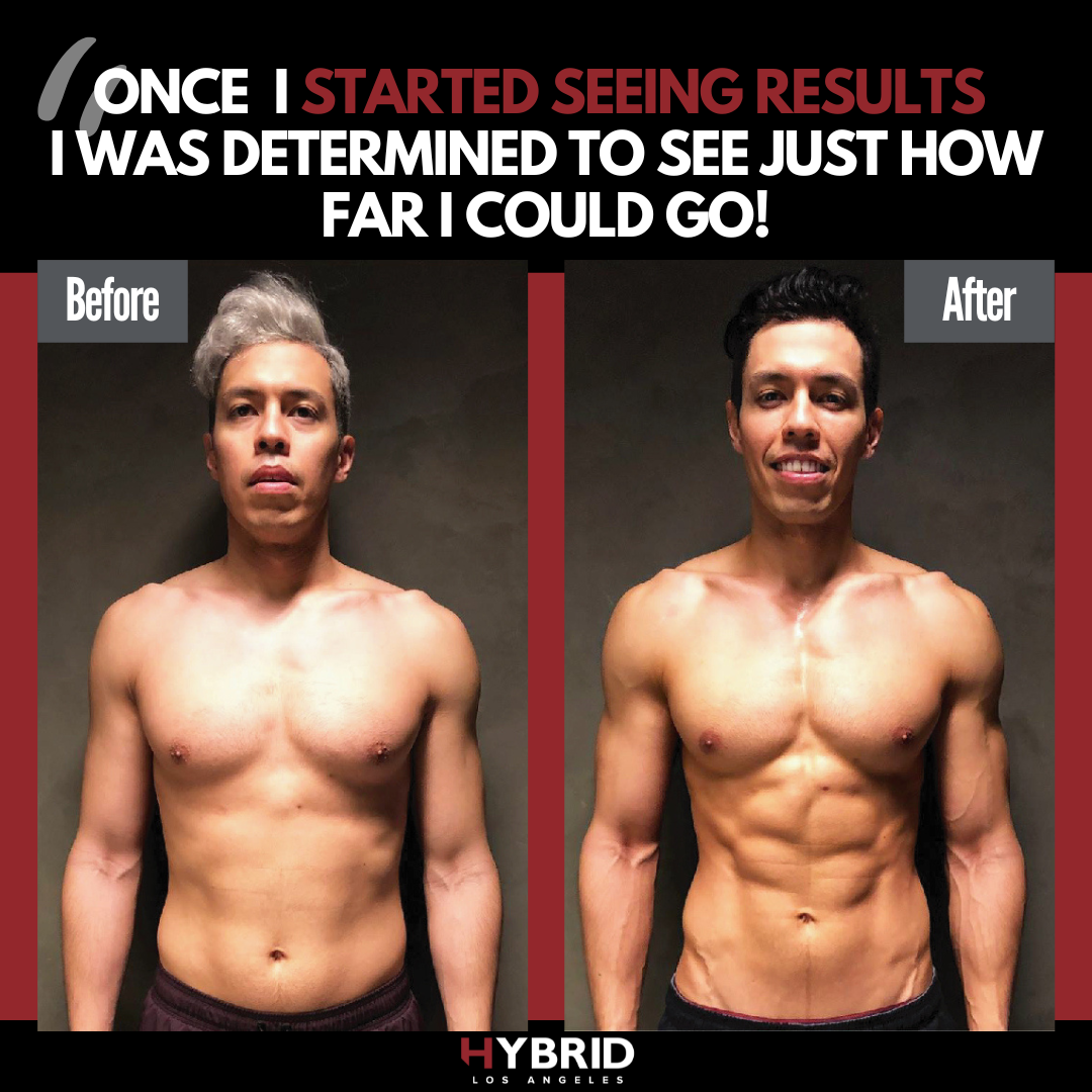 A before and after photo of a man.