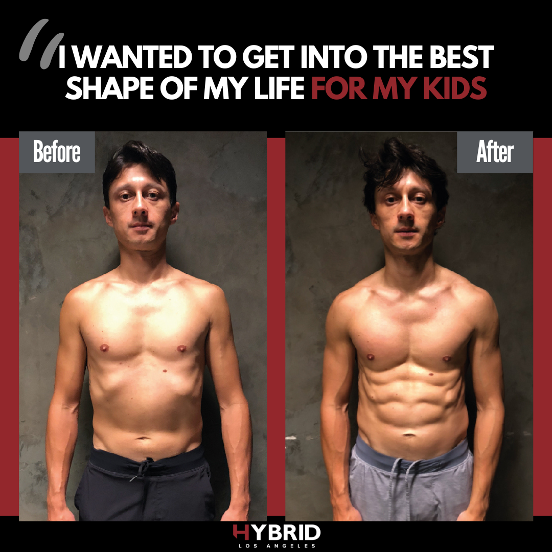 A before and after photo of a man.