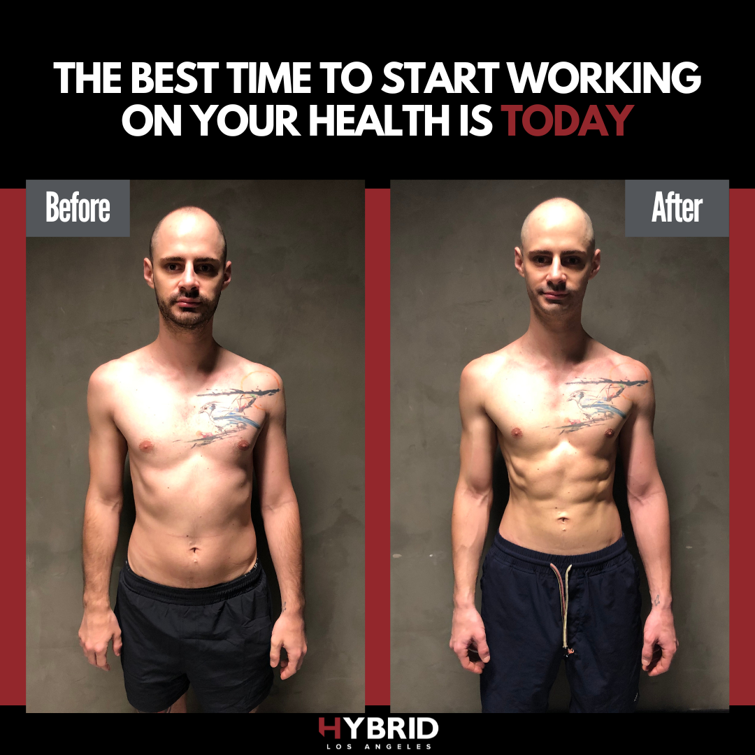 A before and after photo of a man.
