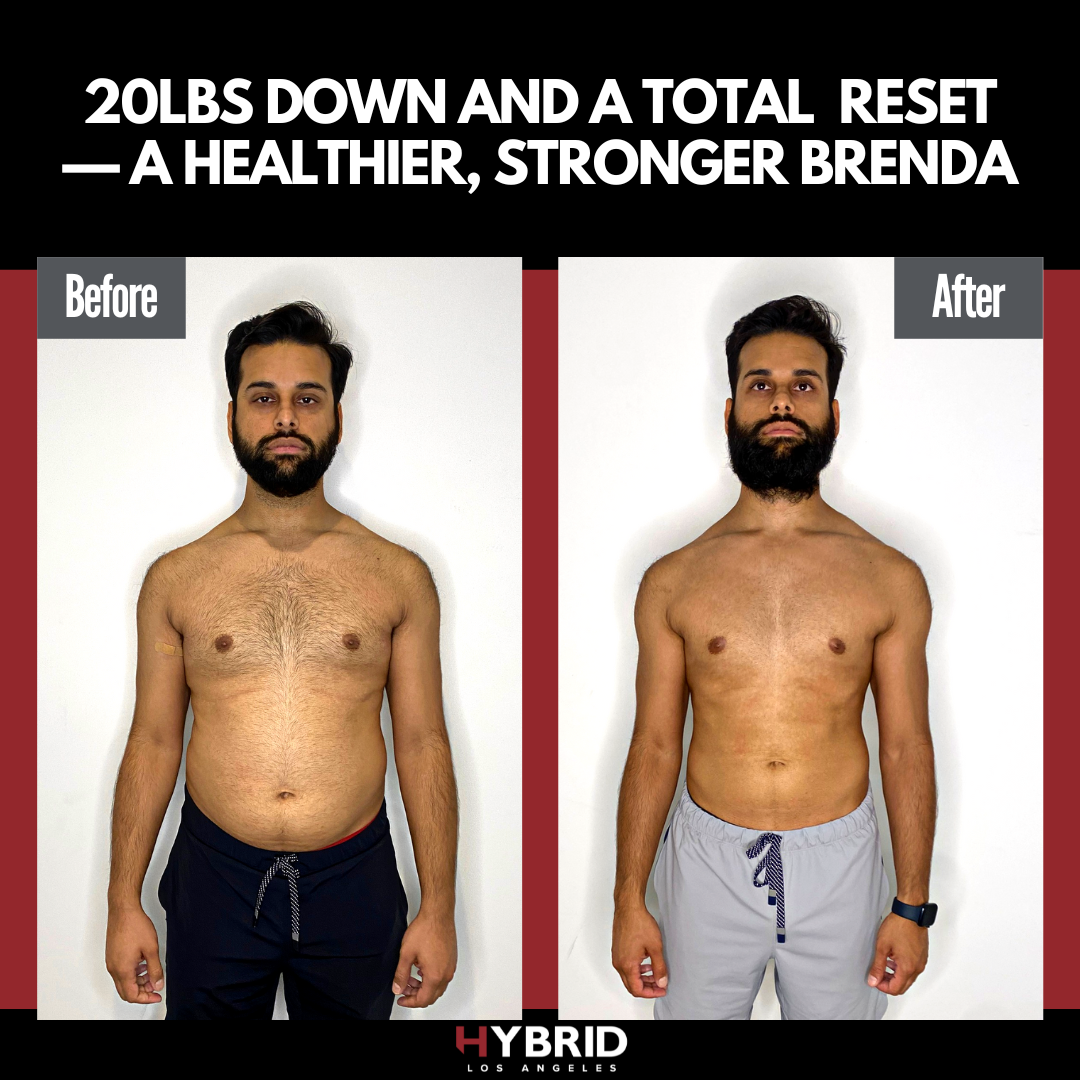 A before and after photo of a man.