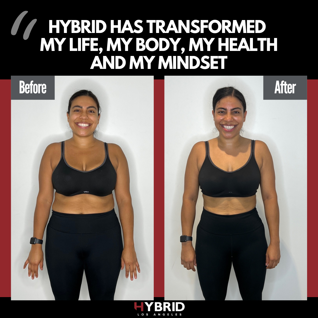 A before and after photo of a woman.