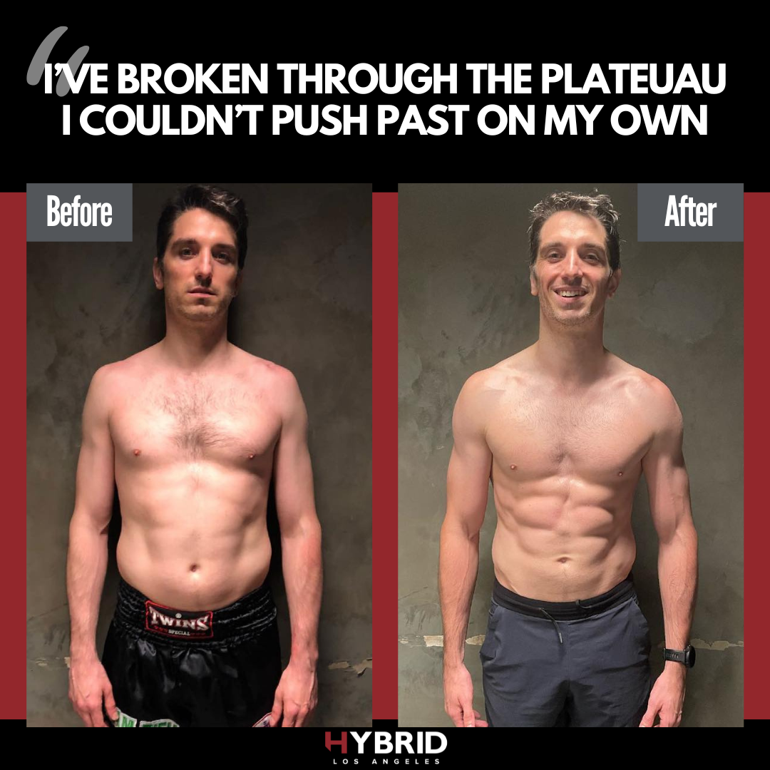 A before and after photo of a man.