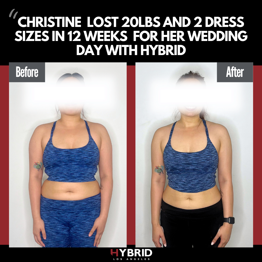 A before and after photo of a woman.