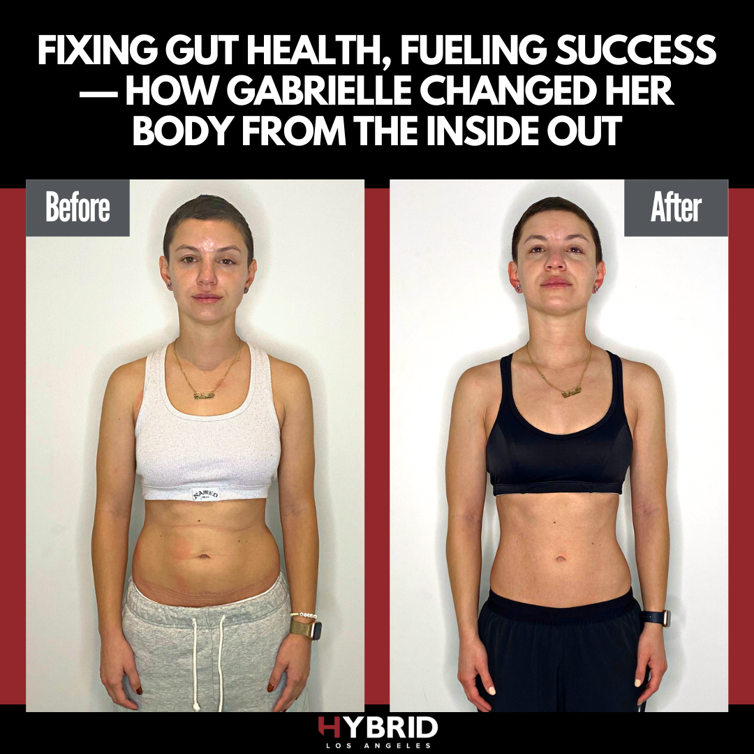A before and after photo of a woman.