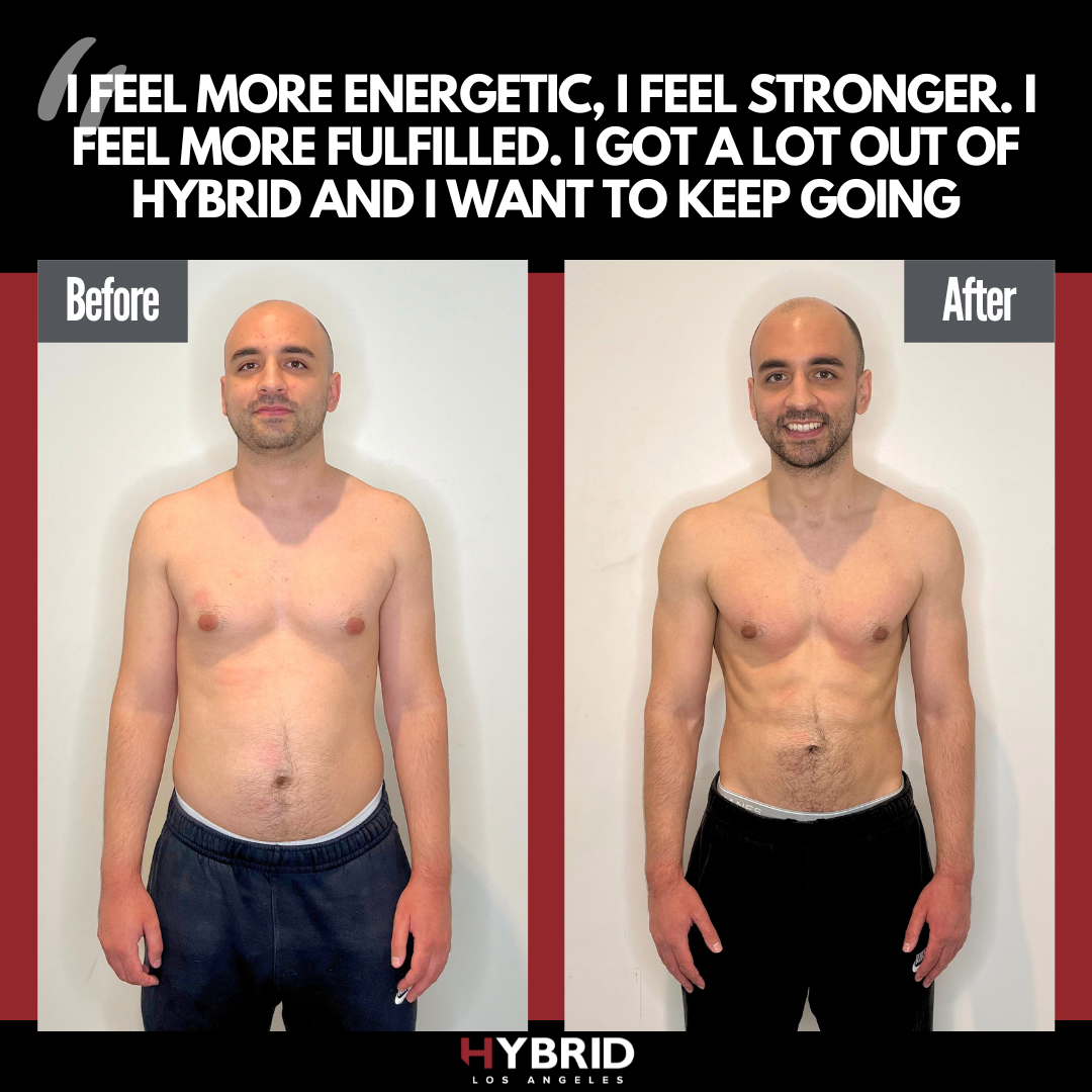 A before and after photo of a man.