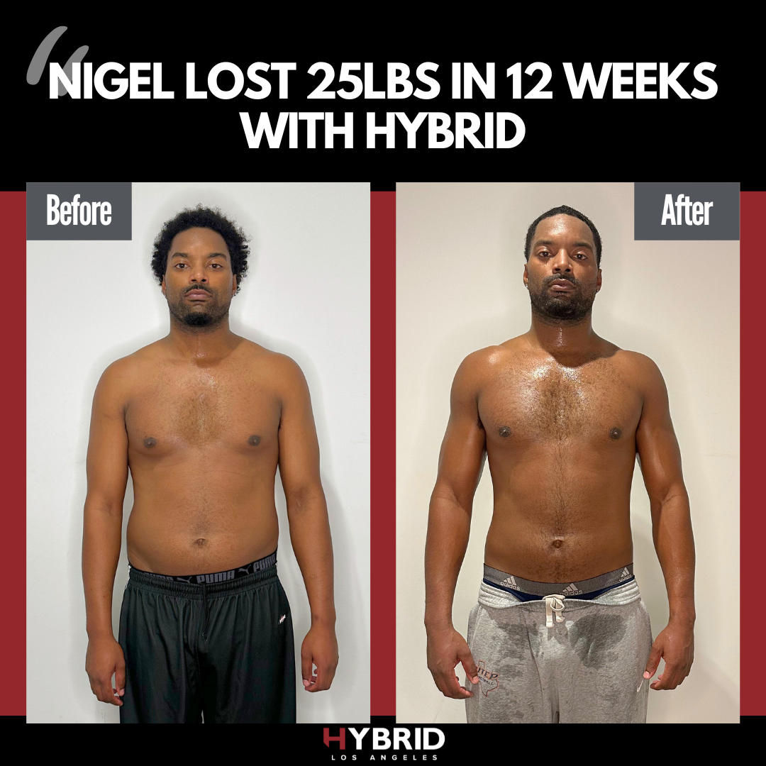 A before and after photo of a man.