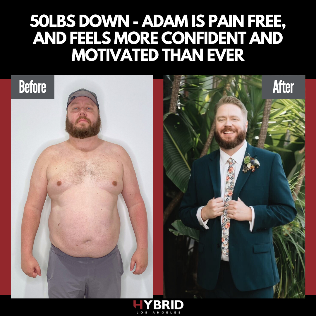 A before and after photo of a man.