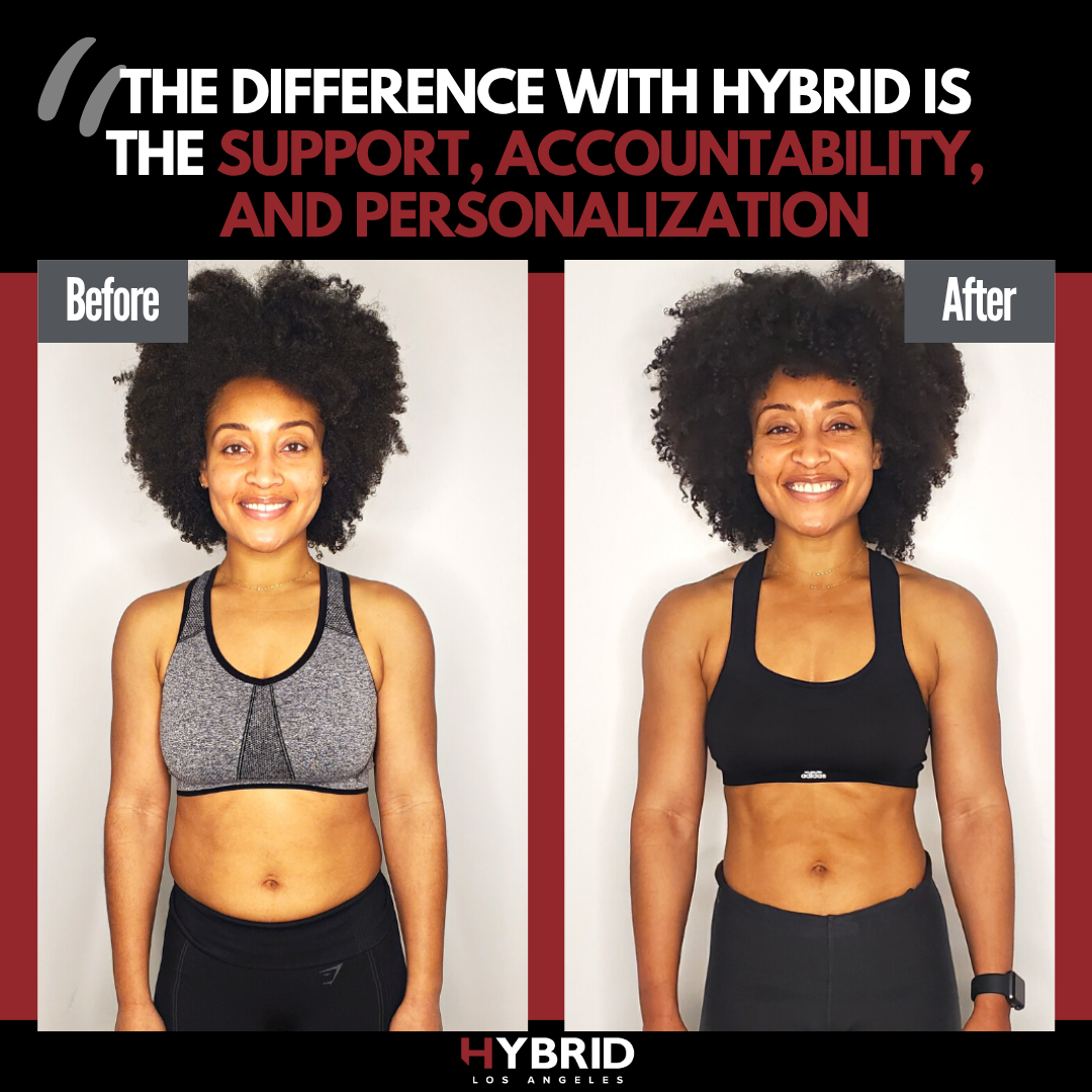 A before and after photo of a woman.
