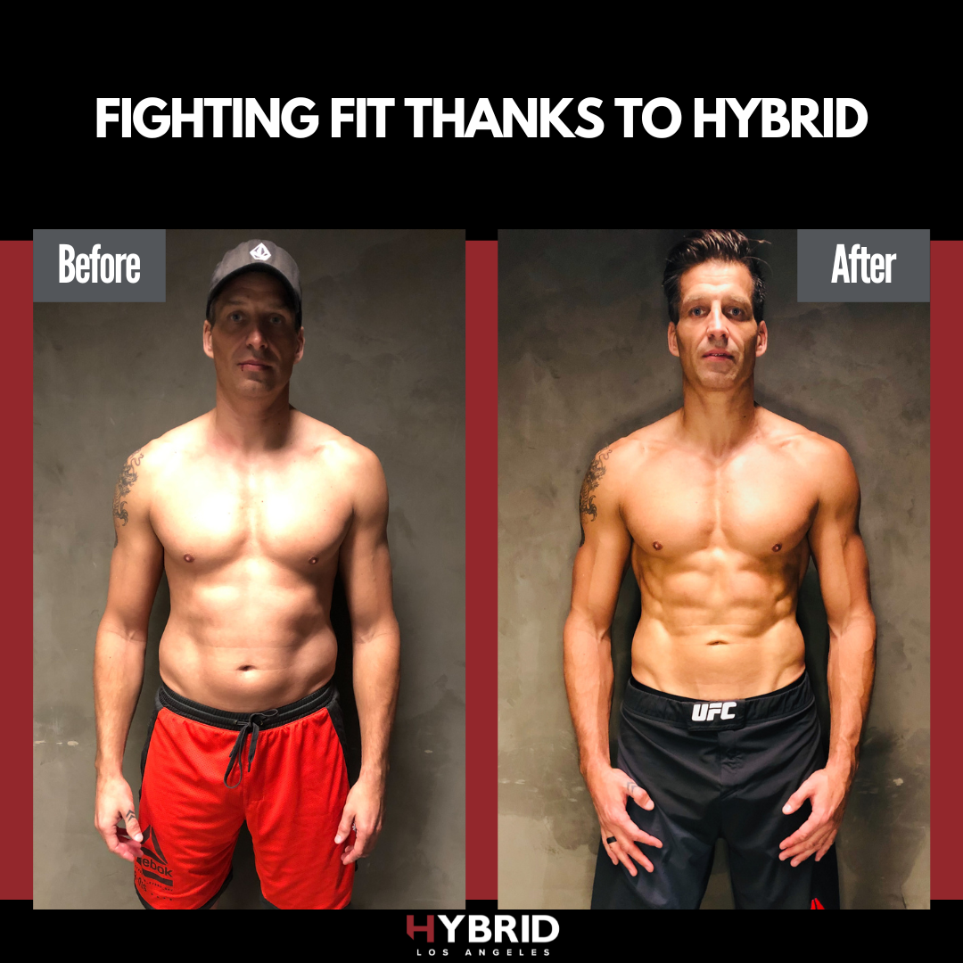 A before and after photo of a man.