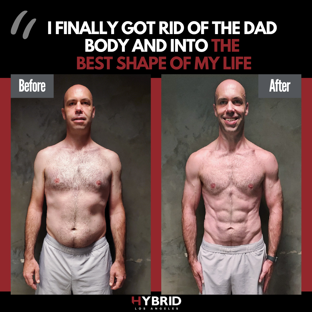 A before and after photo of a man.