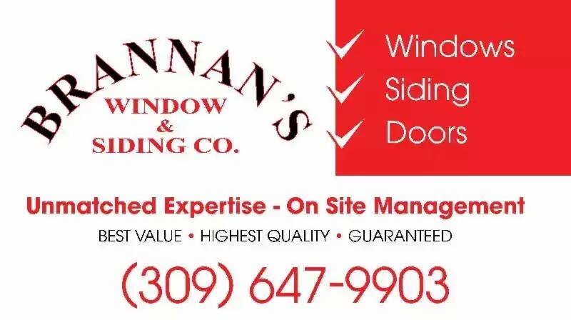 A sign for brannan 's window and siding co.